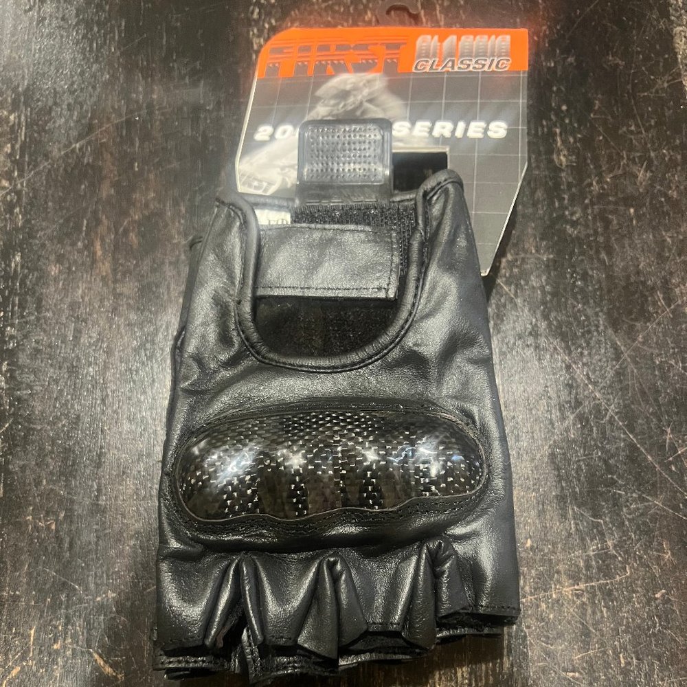 Men Motorcycle Fingerless Leather Gloves - Riding Protective Gear Gloves
